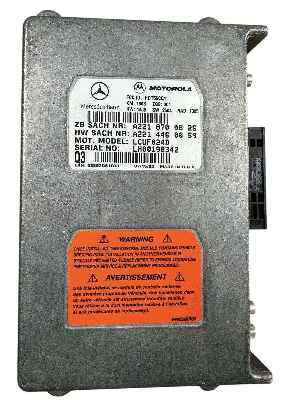 06-09 Mercedes E350 Voice Communication Control Module A2214460259 OEM