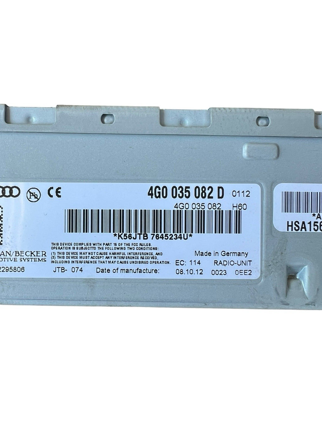 13-16 Audi S5 Satellite Radio Receiver Computer Control Module OEM 4G0 035 082 D