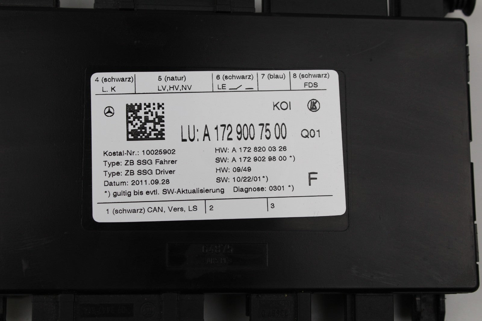 2012 MERCEDES E350 FRONT LEFT SEAT MEMORY CONTROL MODULE OEM A1729007500