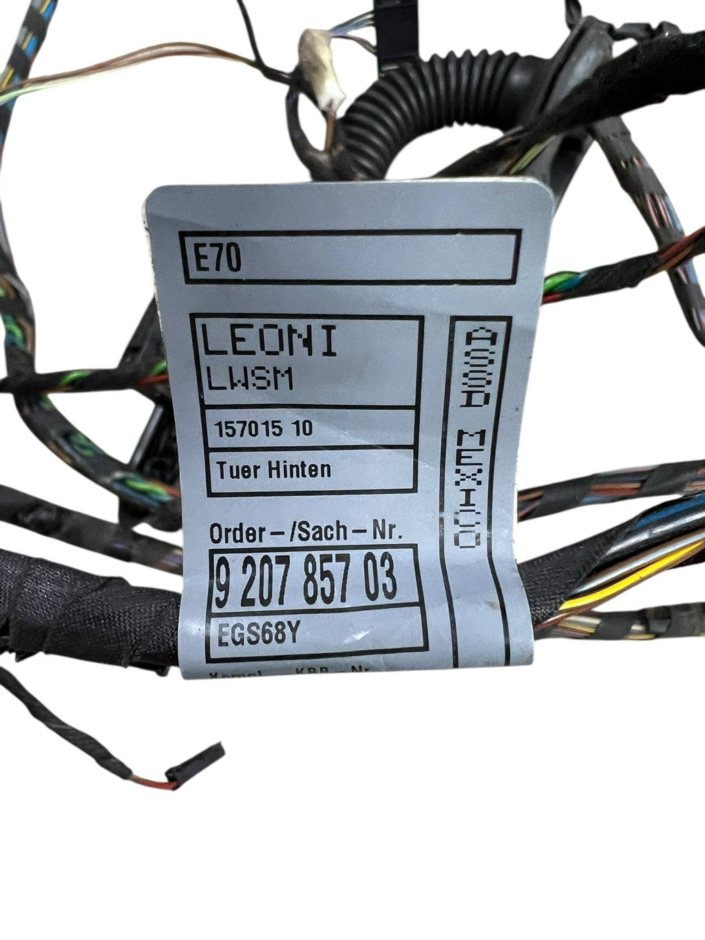 2011 BMW X5 Rear Left Driver Side Door Wire Wiring OEM ￼920785703