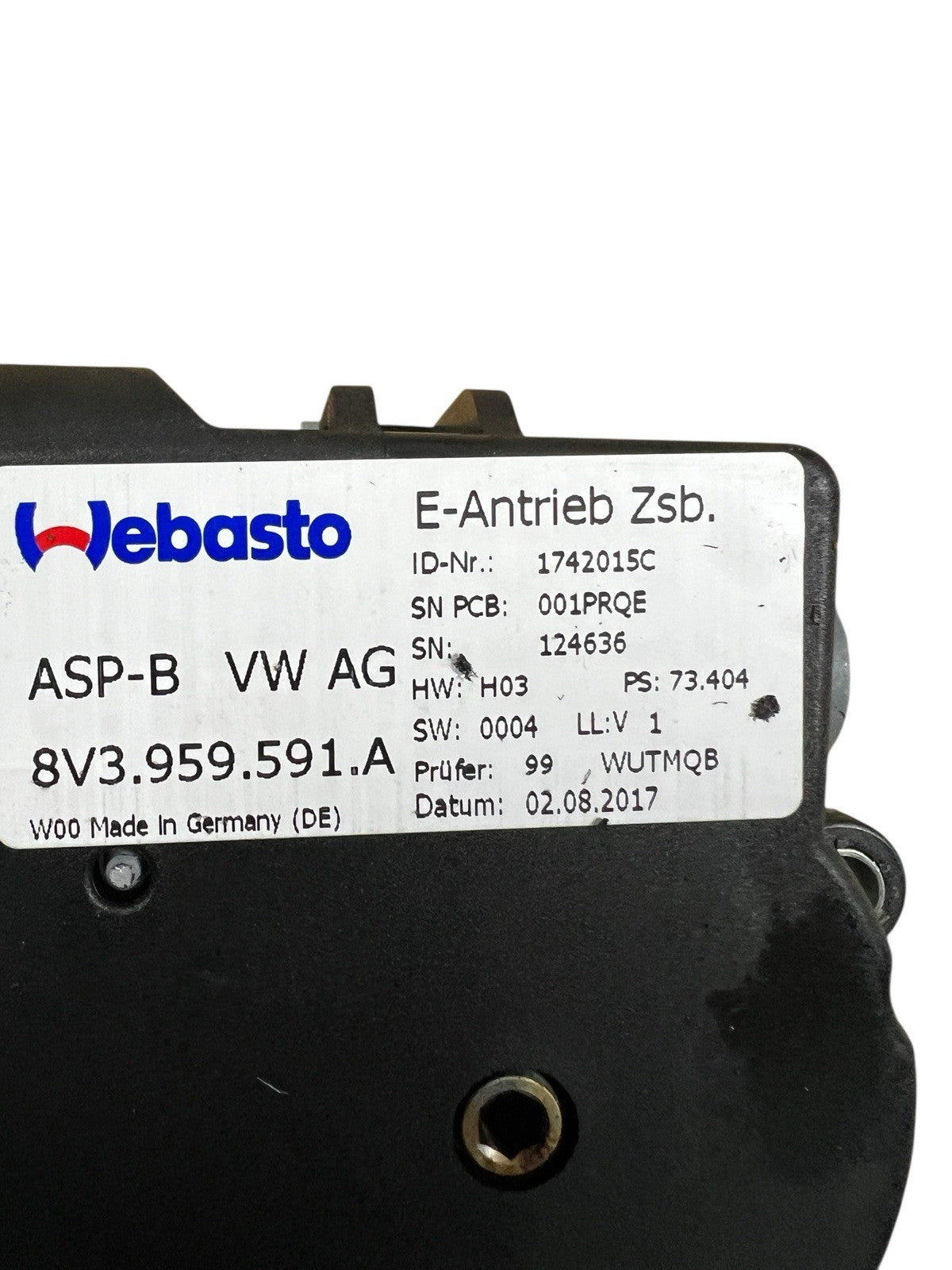 2015-2020 Audi A3 S3 RS3 8V Panoramic Sunroof SUN ROOF Motor OEM 8V3959591A