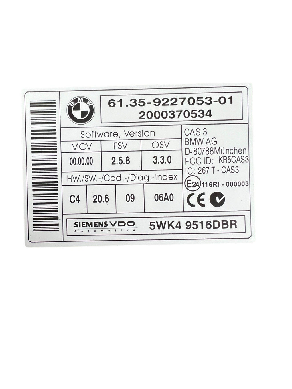 2007-2013 BMW X5 E70 Cas3 Control Module OEM 5WK49516DBR