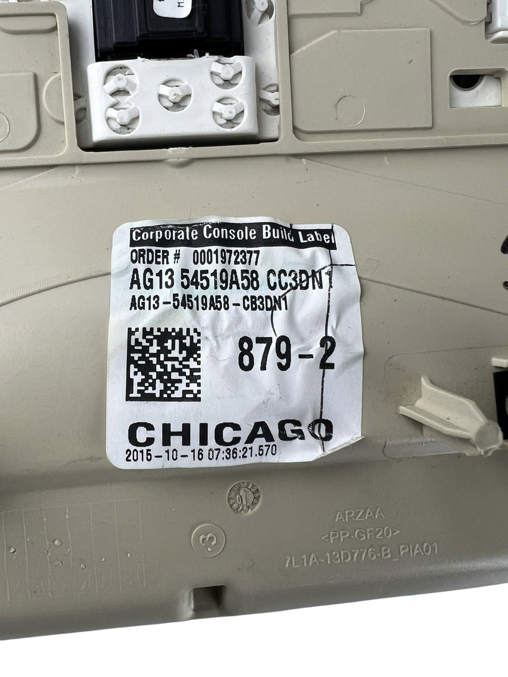 2015 Ford Taurus Overhead Console Dome Light Switch AG13 54519858 CB3DN1 OEM