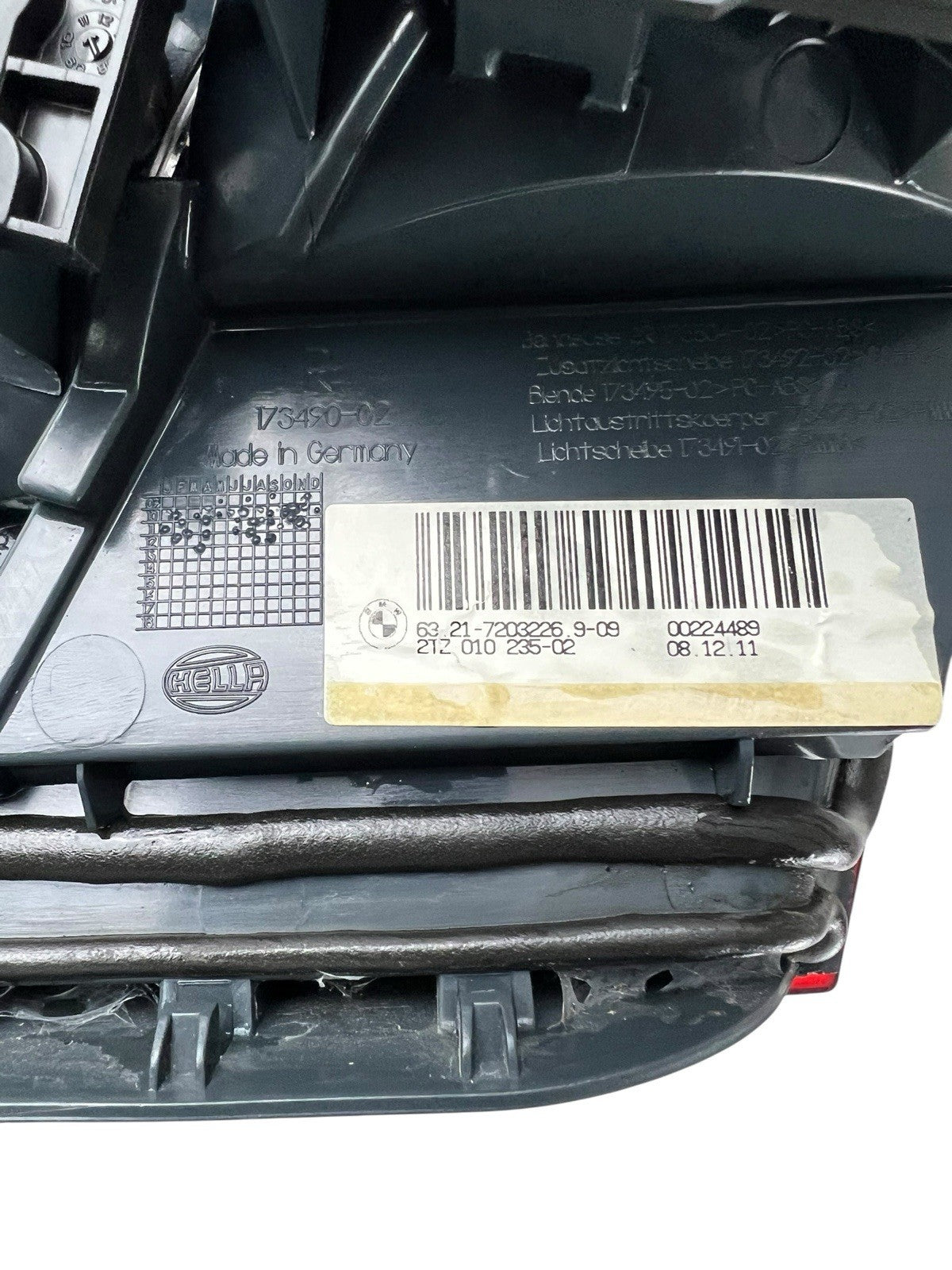 11-13 BMW F10 528i Rear Left Side Inner Trunk Lid Tail Light Lamp OEM 17349002