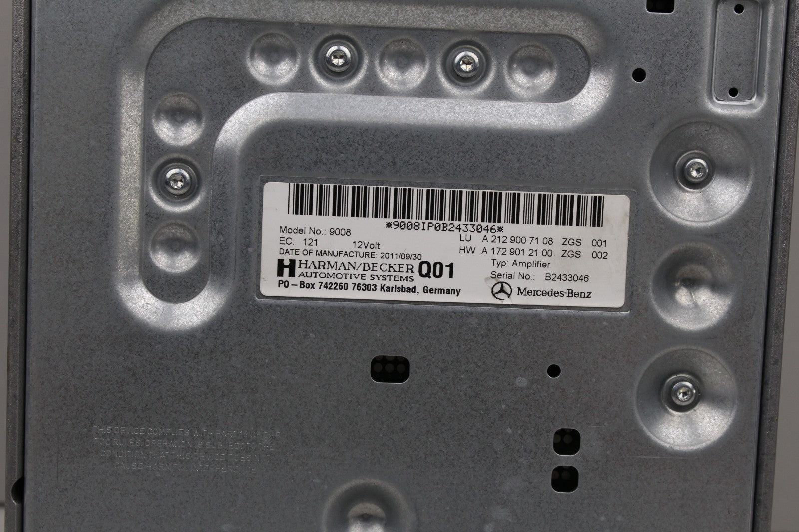 2008-17 MERCEDES E350 AMPLIFIER AMP HARMAN /BECKER OEM A2129007108