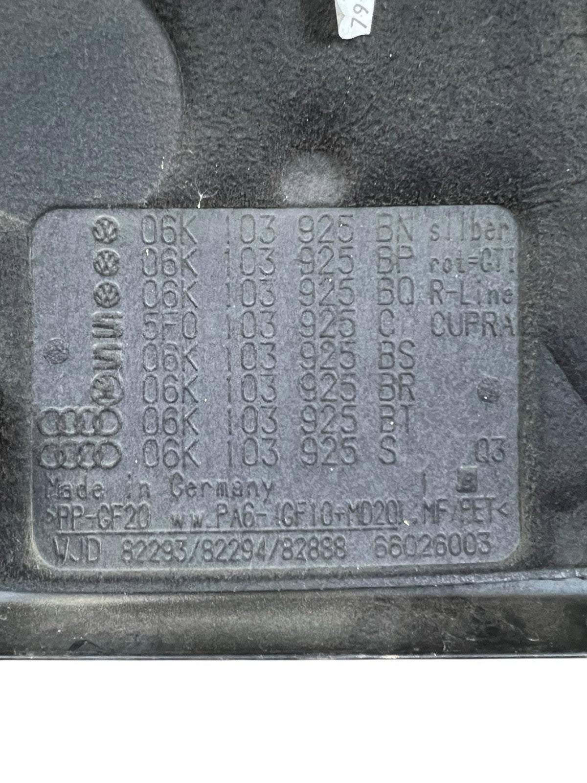 2017-19 AUDI A3  ENGINE DECORATIVE PLASTIC COVER  OEM 06K103925